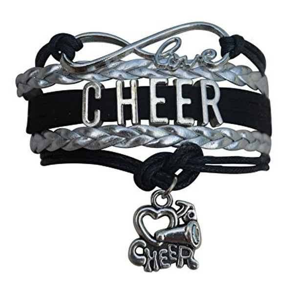 Cheerleader Cheer Lot of 3 Leather braided bracelet with love to Cheer Charm